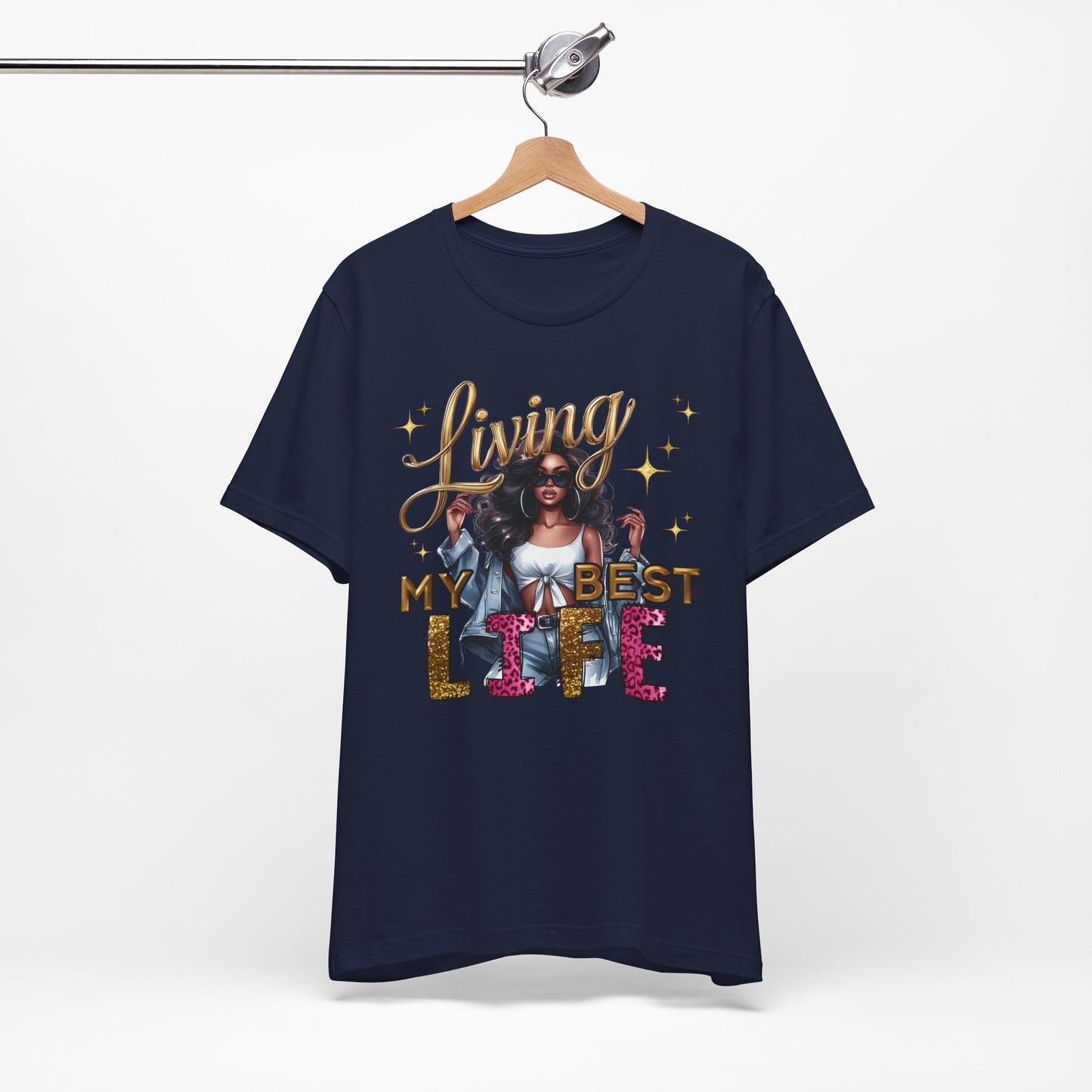 Living My Best Life T-Shirt — Inspirational Afro Woman Graphic Tee
