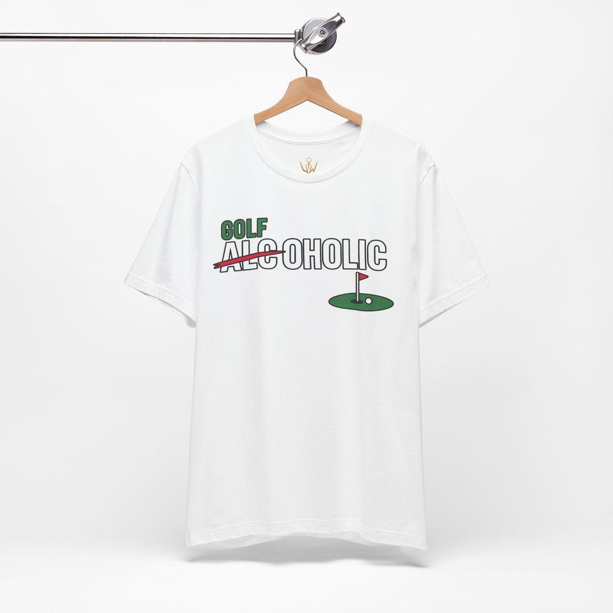 Golf-Aholic Tee — Funny Golfing T-Shirt with 'Golf' Over 'Alcoholic' Design