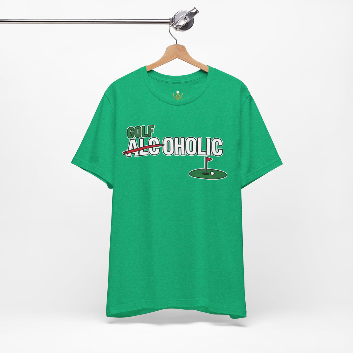 Golf-Aholic Tee — Funny Golfing T-Shirt with 'Golf' Over 'Alcoholic' Design