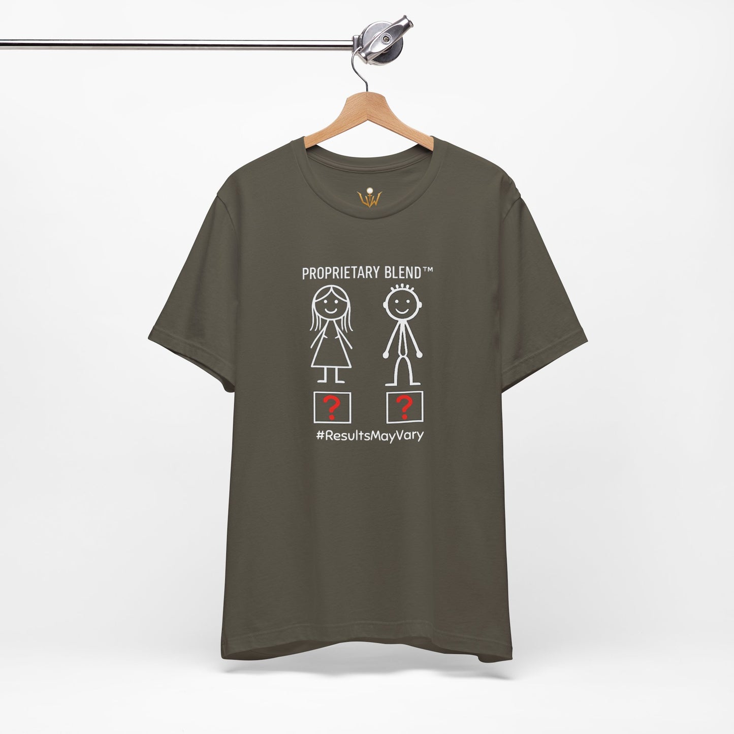 Proprietary Blend Tee - "#ResultsMayVary" Funny Couple Stick Figure T-Shirt