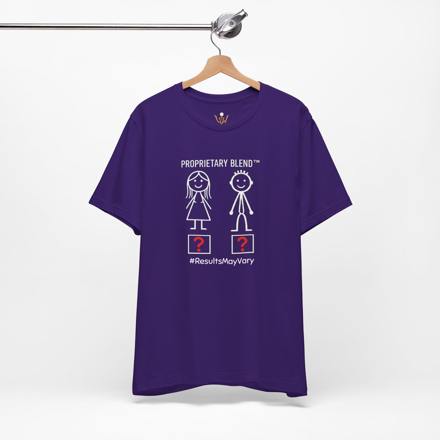Proprietary Blend Tee - "#ResultsMayVary" Funny Couple Stick Figure T-Shirt