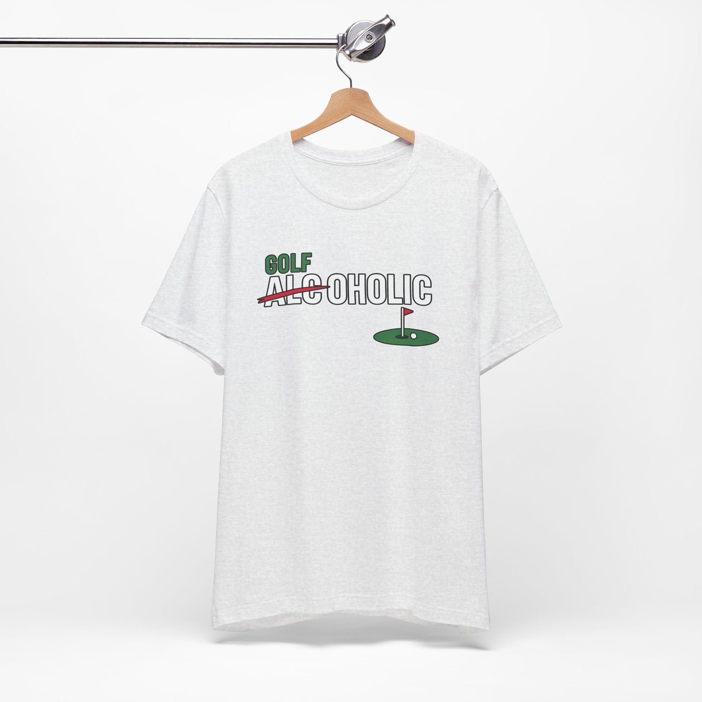 Golf-Aholic Tee — Funny Golfing T-Shirt with 'Golf' Over 'Alcoholic' Design