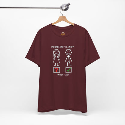 Plot Twist T‑Shirt — "Proprietary Blend" Stick Figure Graphic Tee (#PlotTwist)