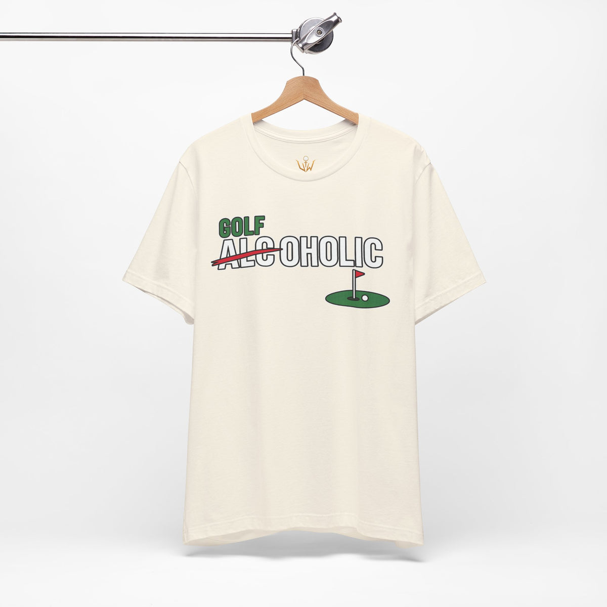 Golf-Aholic Tee — Funny Golfing T-Shirt with 'Golf' Over 'Alcoholic' Design