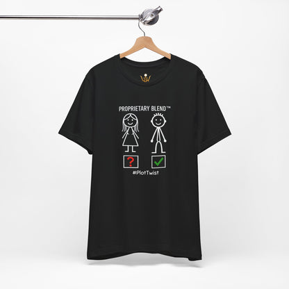 Plot Twist T‑Shirt — "Proprietary Blend" Stick Figure Graphic Tee (#PlotTwist)