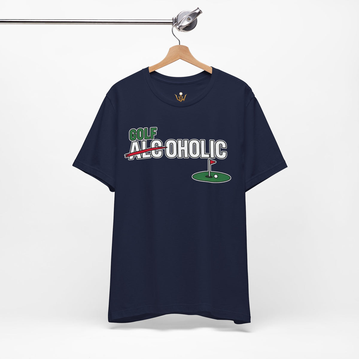 Golf-Aholic Tee — Funny Golfing T-Shirt with 'Golf' Over 'Alcoholic' Design