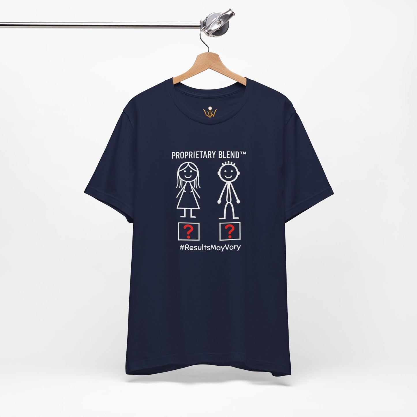 Proprietary Blend Tee - "#ResultsMayVary" Funny Couple Stick Figure T-Shirt
