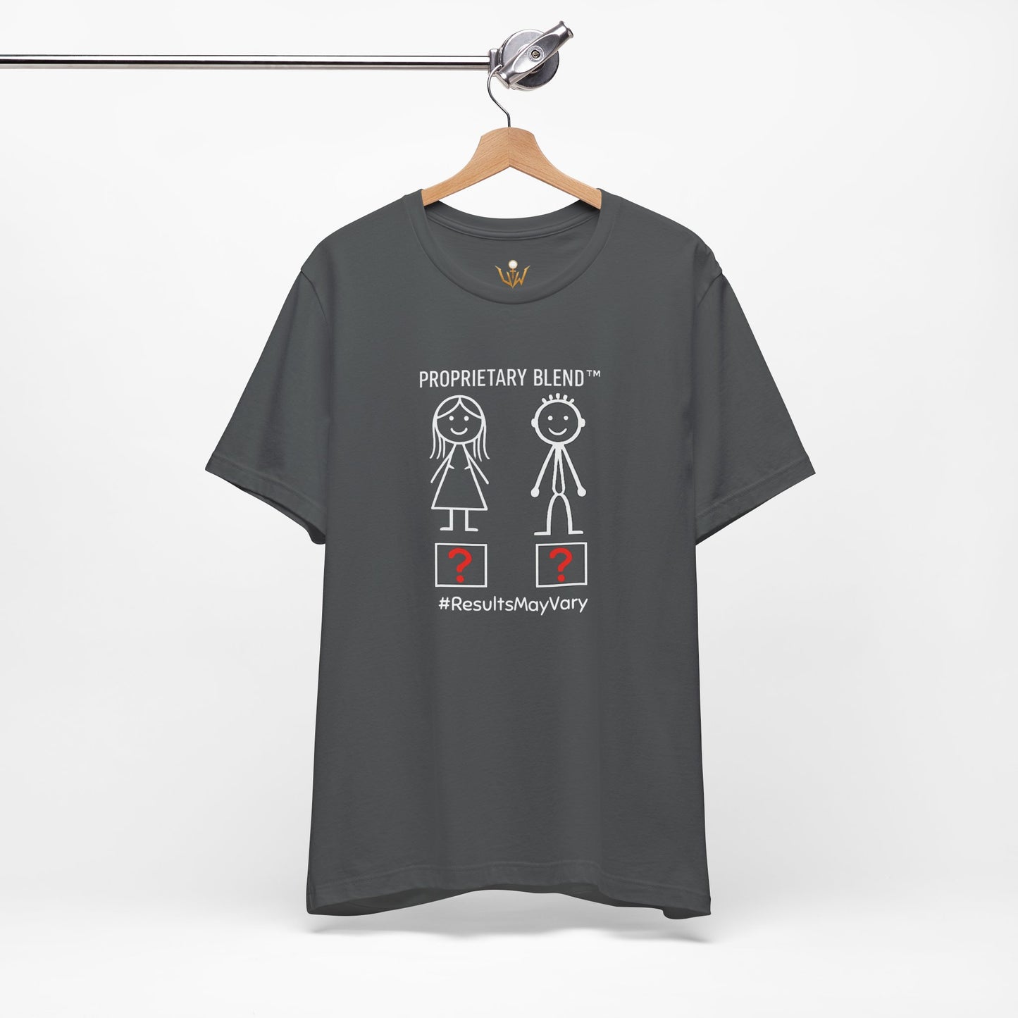 Proprietary Blend Tee - "#ResultsMayVary" Funny Couple Stick Figure T-Shirt