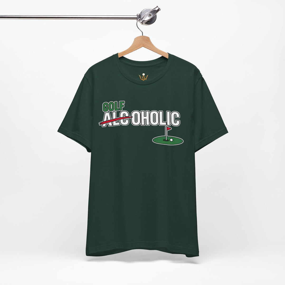 Golf-Aholic Tee — Funny Golfing T-Shirt with 'Golf' Over 'Alcoholic' Design