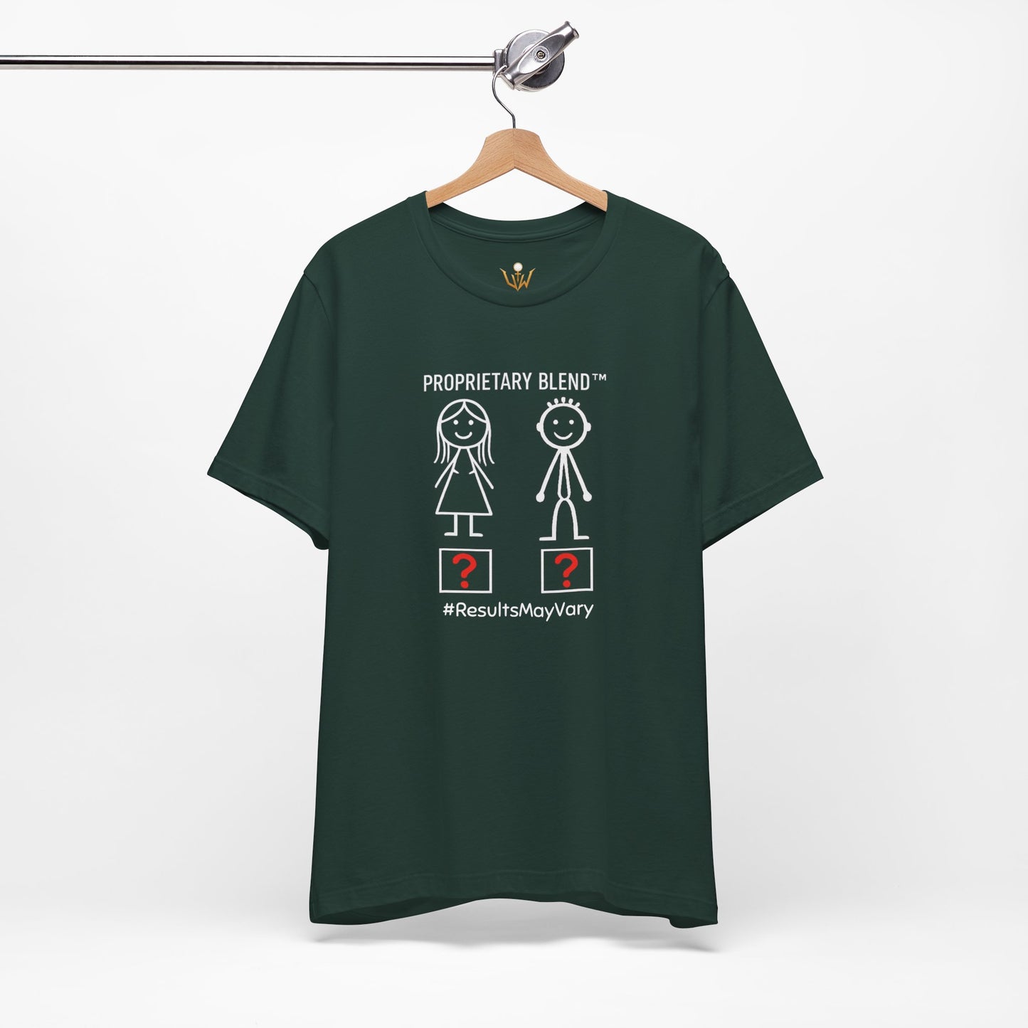 Proprietary Blend Tee - "#ResultsMayVary" Funny Couple Stick Figure T-Shirt