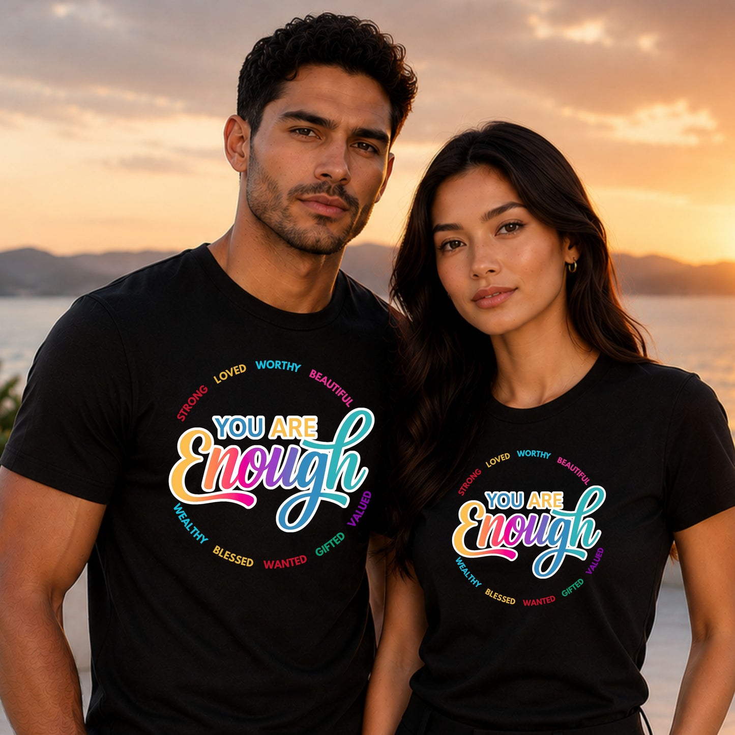 You Are Enough Rainbow Tee — Inspirational Positive Message T-Shirt