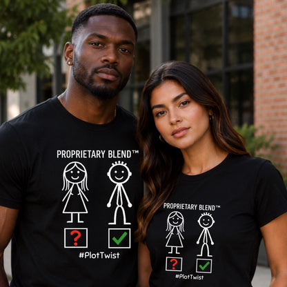 Plot Twist T‑Shirt — "Proprietary Blend" Stick Figure Graphic Tee (#PlotTwist)