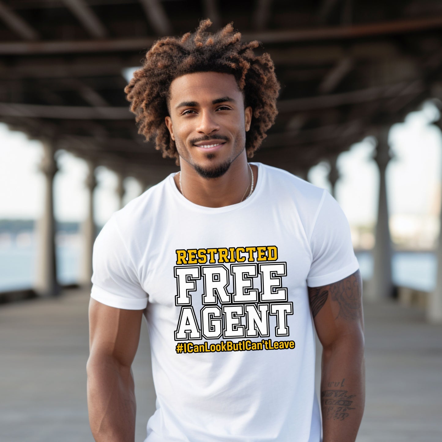 Restricted Free Agent T-Shirt — "I Can Look But Can't Leave" Graphic Tee