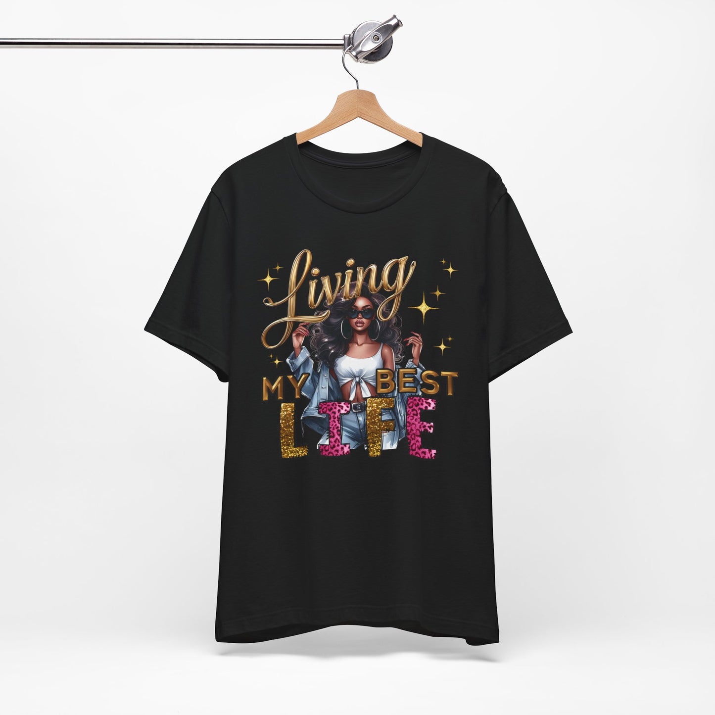 Living My Best Life T-Shirt — Inspirational Afro Woman Graphic Tee