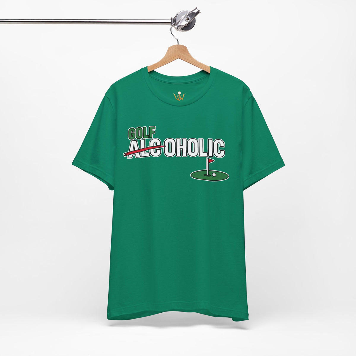 Golf-Aholic Tee — Funny Golfing T-Shirt with 'Golf' Over 'Alcoholic' Design