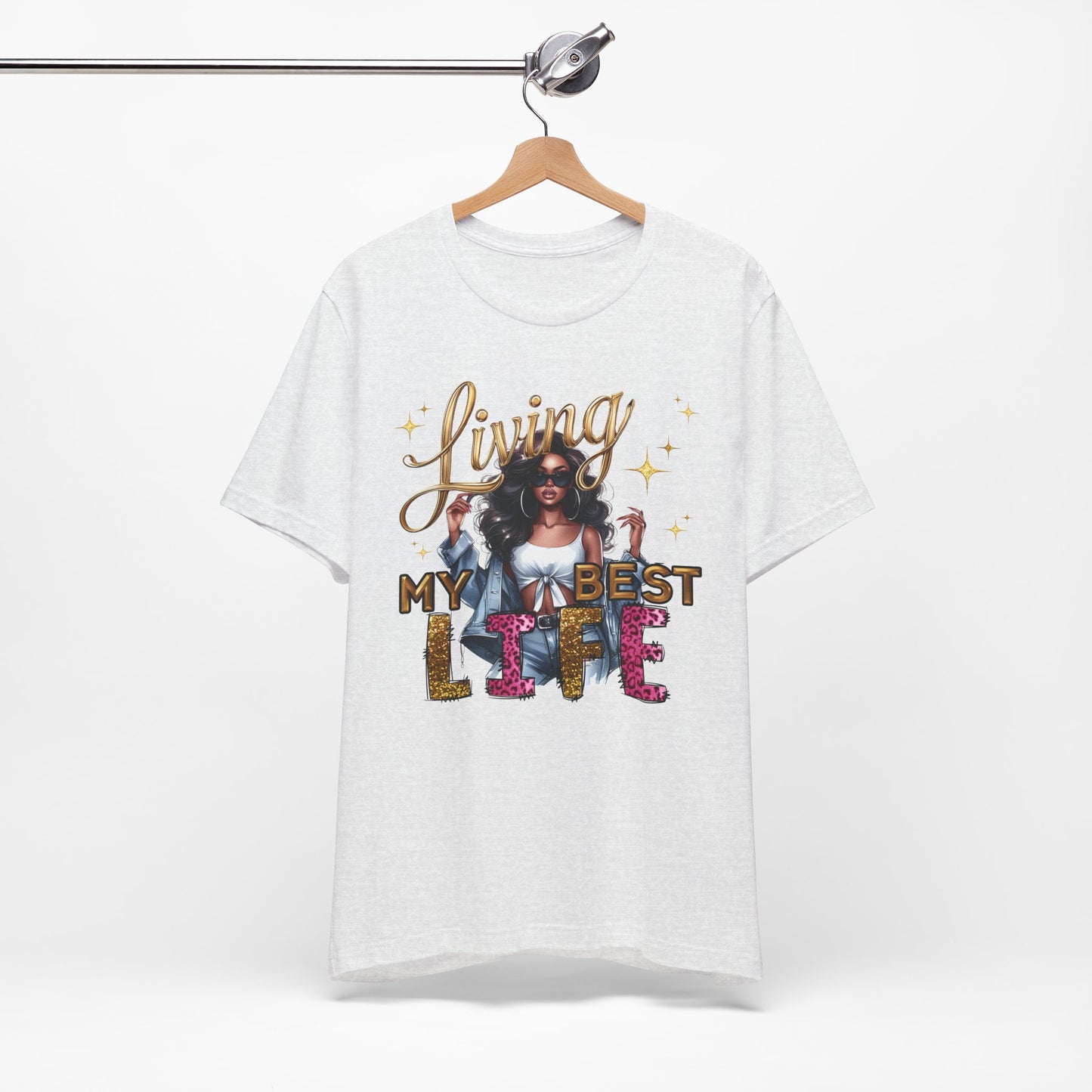 Living My Best Life T-Shirt — Inspirational Afro Woman Graphic Tee