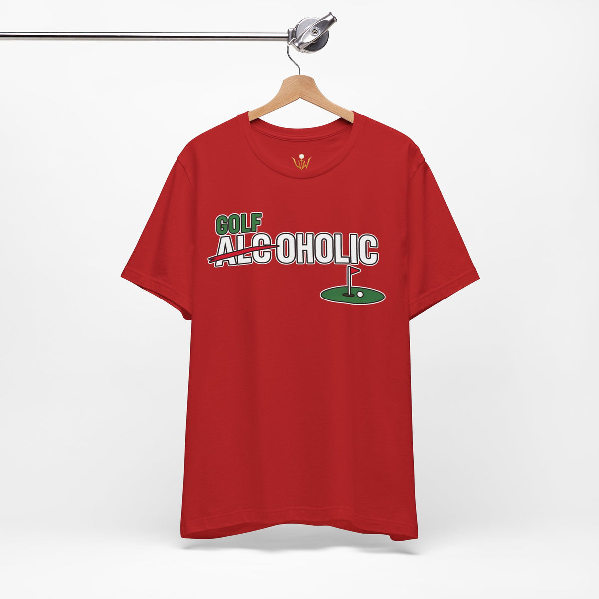Golf-Aholic Tee — Funny Golfing T-Shirt with 'Golf' Over 'Alcoholic' Design