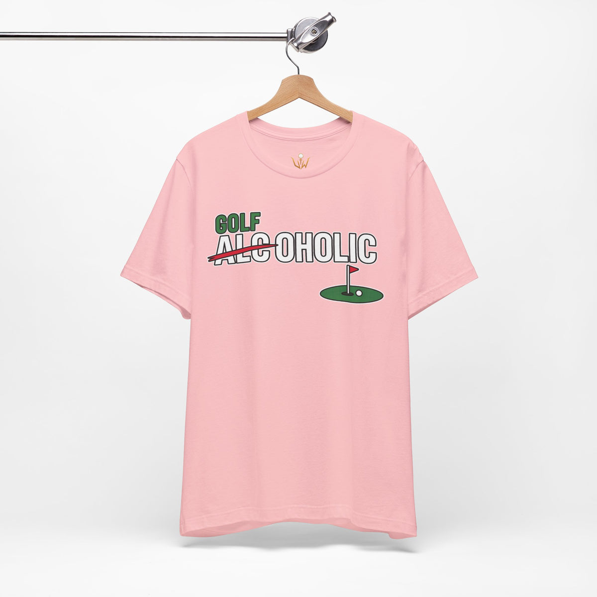 Golf-Aholic Tee — Funny Golfing T-Shirt with 'Golf' Over 'Alcoholic' Design