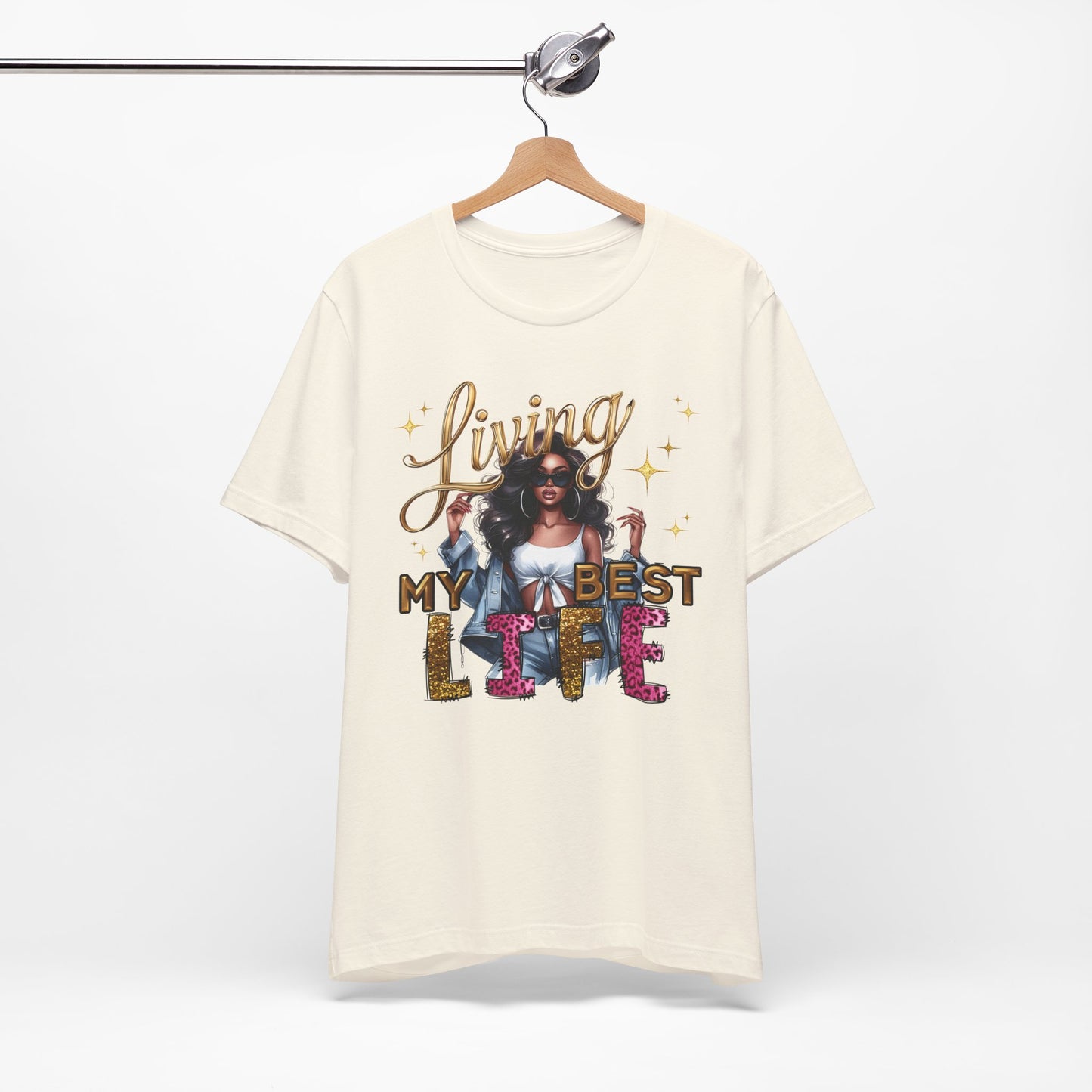 Living My Best Life T-Shirt — Inspirational Afro Woman Graphic Tee