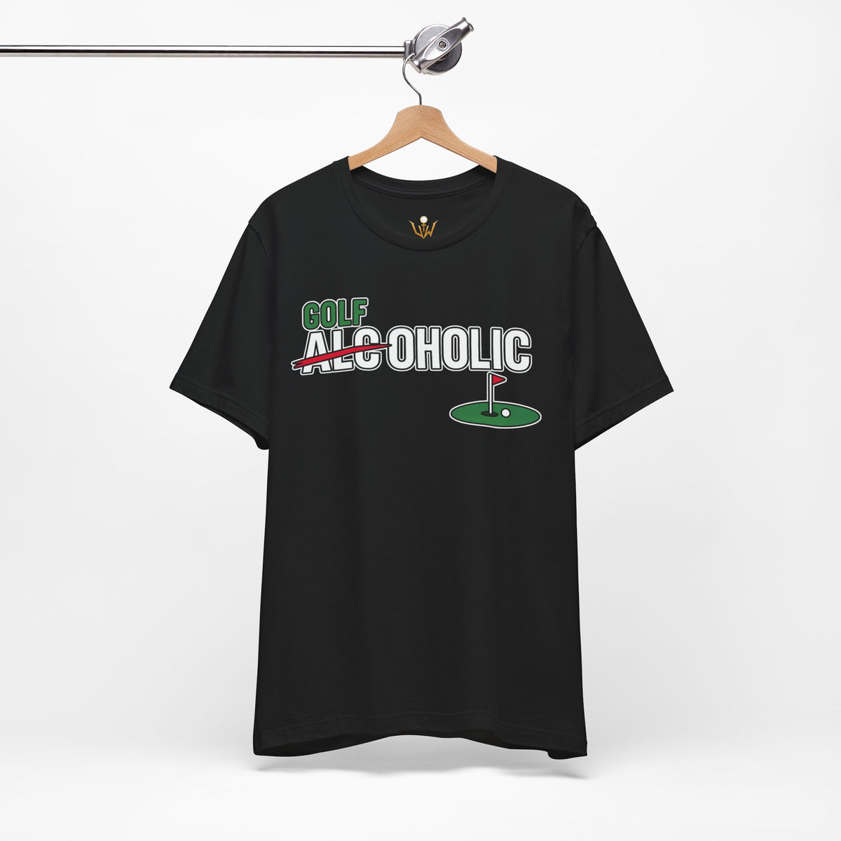 Golf-Aholic Tee — Funny Golfing T-Shirt with 'Golf' Over 'Alcoholic' Design