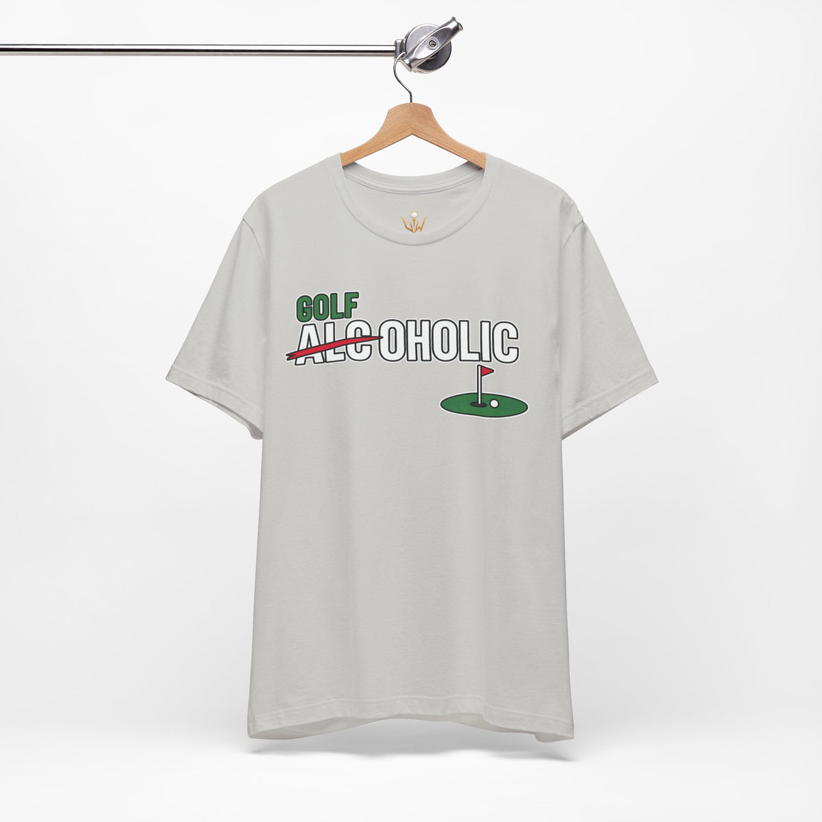 Golf-Aholic Tee — Funny Golfing T-Shirt with 'Golf' Over 'Alcoholic' Design