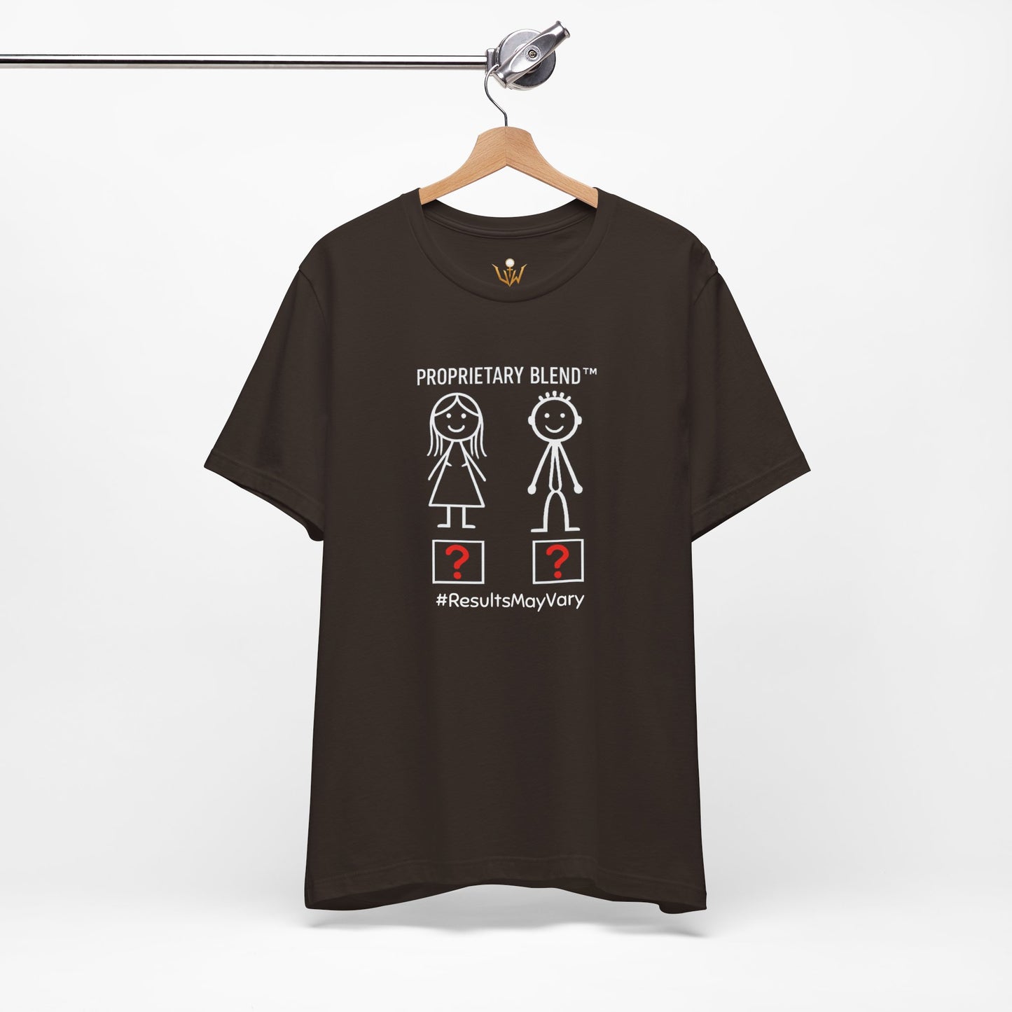 Proprietary Blend Tee - "#ResultsMayVary" Funny Couple Stick Figure T-Shirt