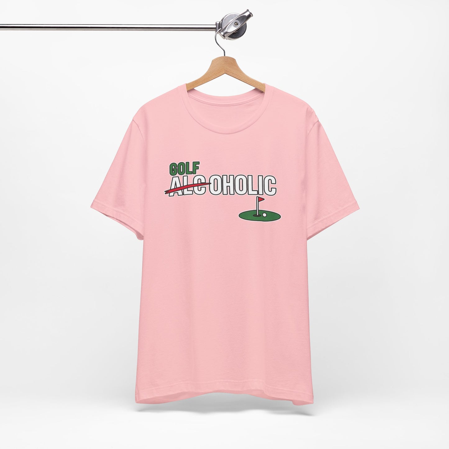 Golf-Aholic Tee — Funny Golfing T-Shirt with 'Golf' Over 'Alcoholic' Design
